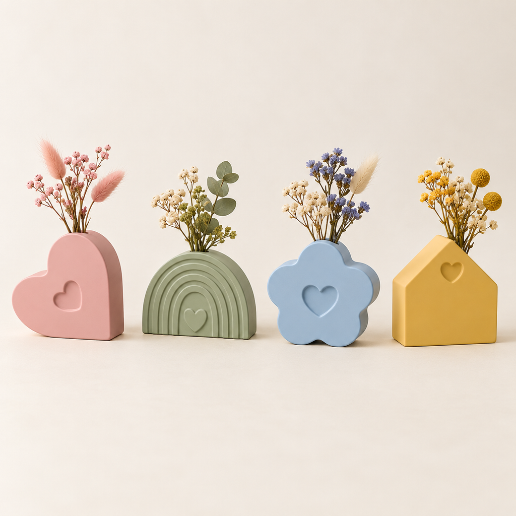 Vasetti decorativi minimal fatti a mano – 4 forme disponibili